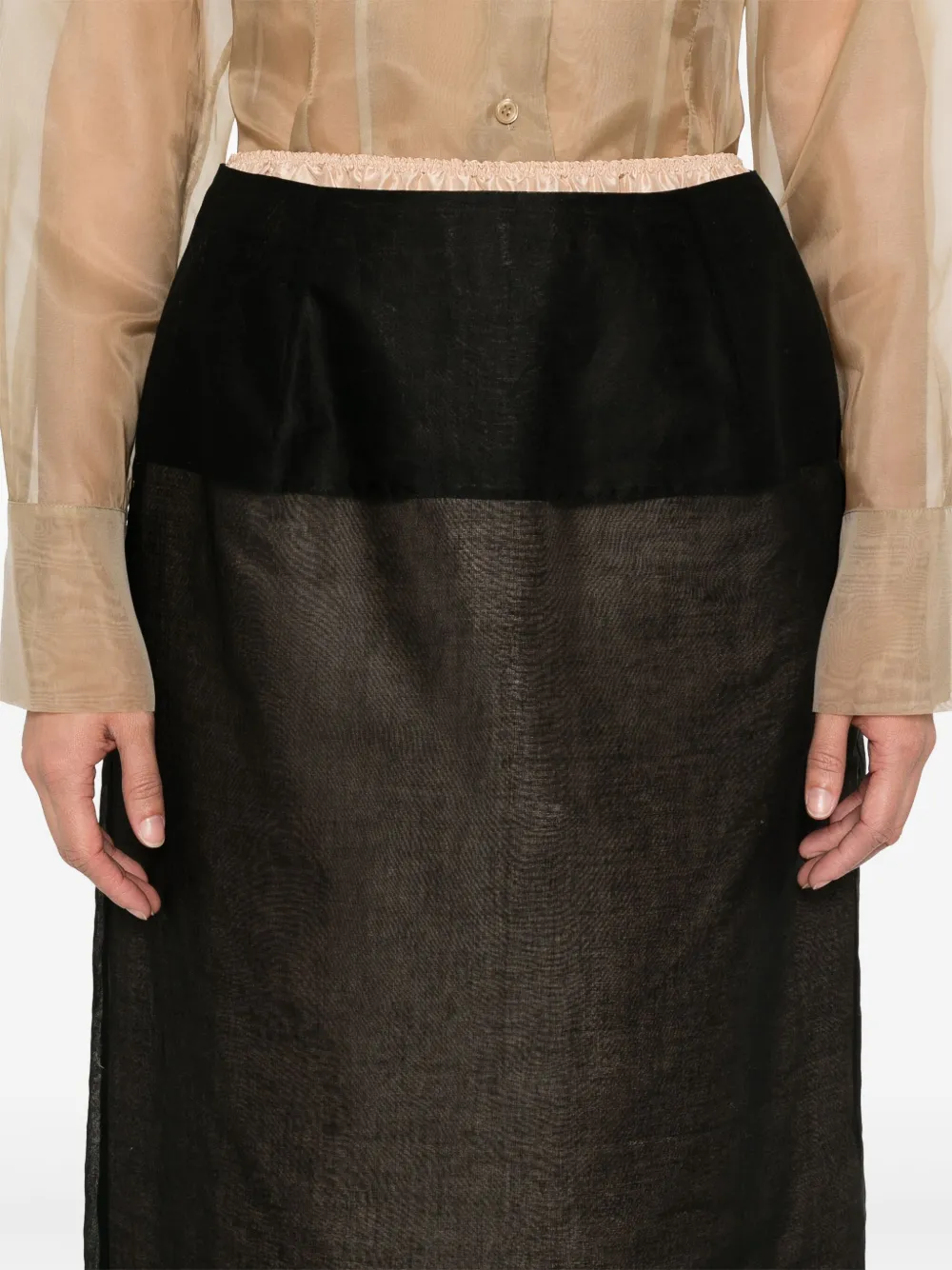 Shop Carven Layered Midi Skirt In Black