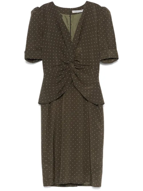 Robe mi-longue en soie à pois - Alessandra Rich - Modalova