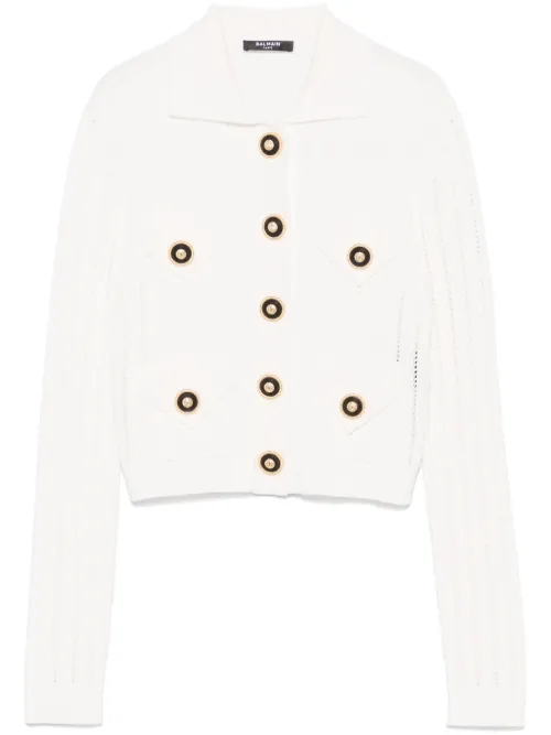 Balmain cardigan nervuré - Blanc - Balmain - Modalova
