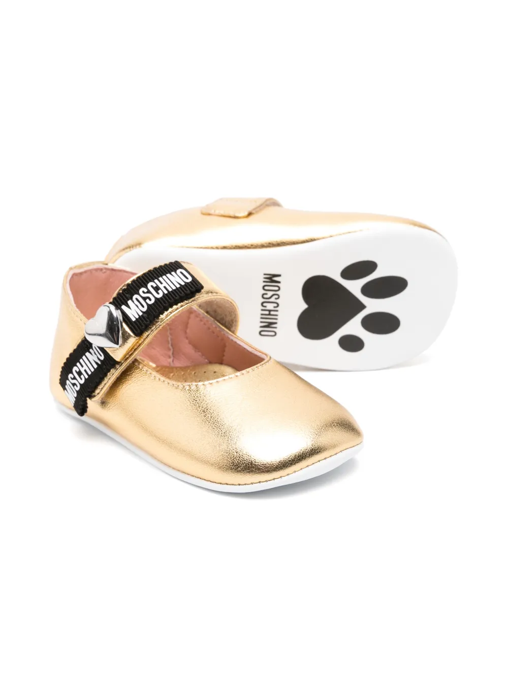 Moschino Kids Ballerina's met strikdetail Goud