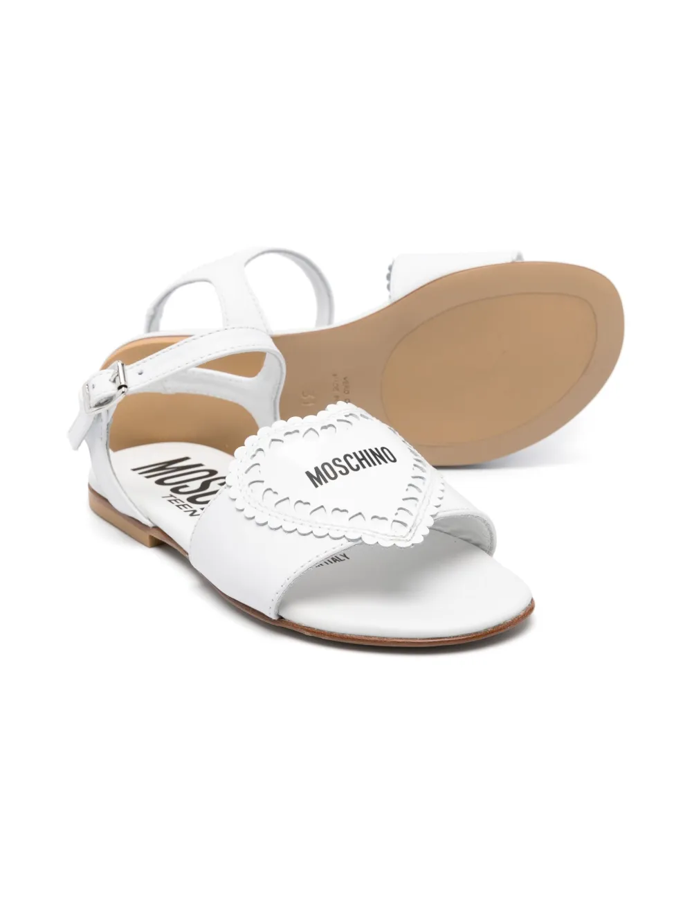 Moschino Kids heart-motif sandals White