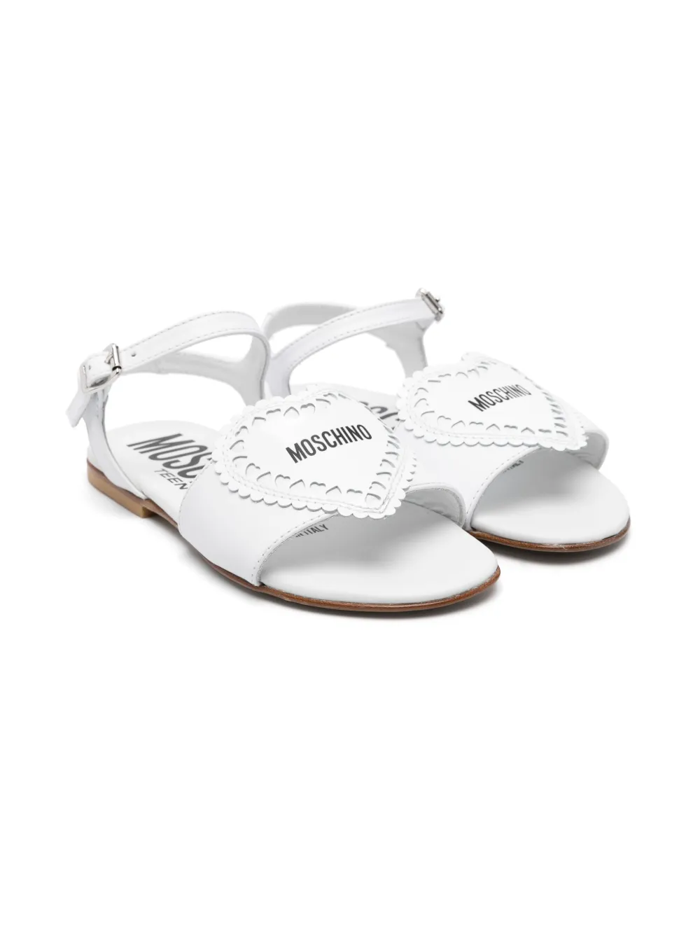 Moschino Kids heart-motif sandals White