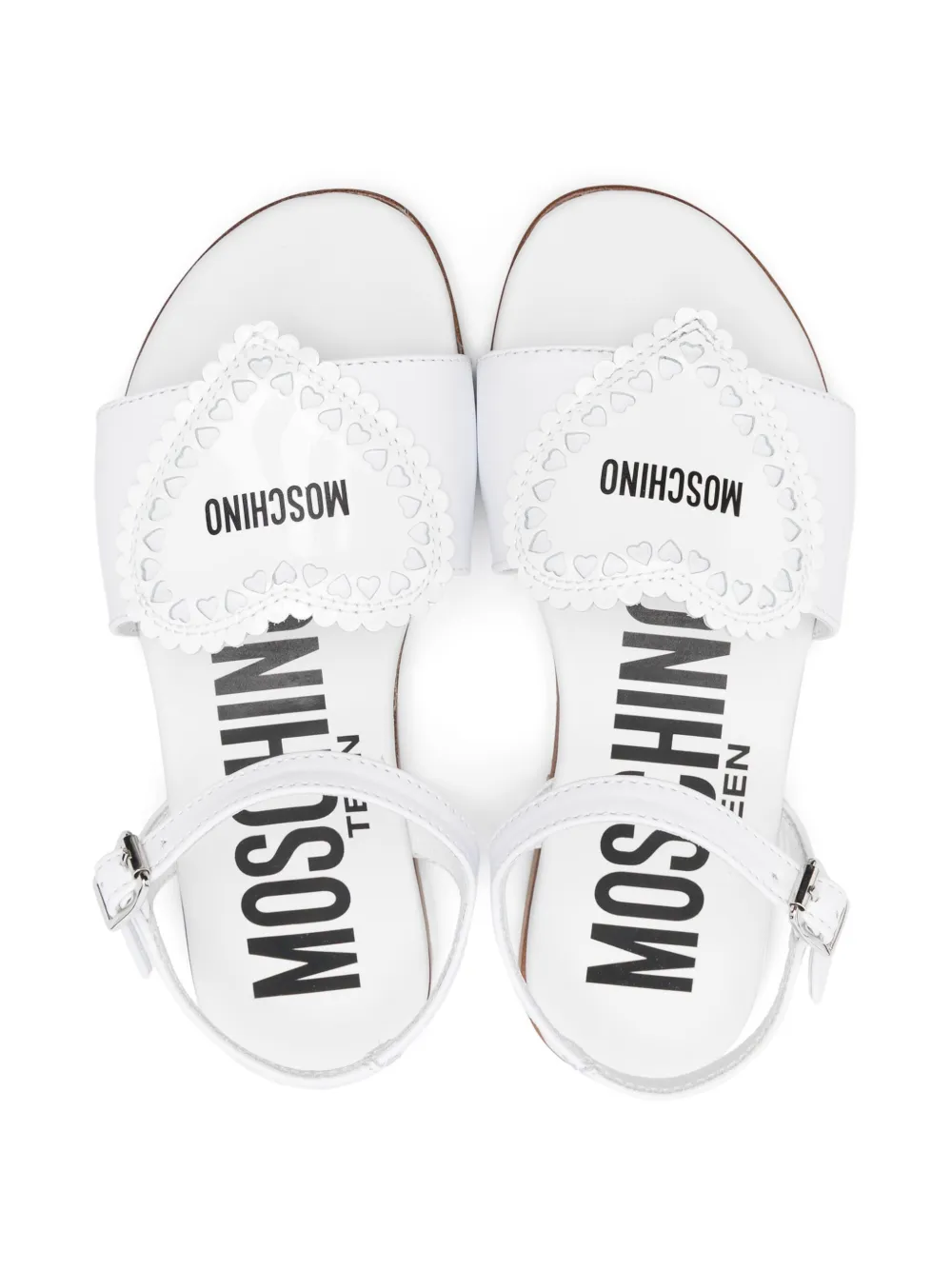 Moschino Kids heart-motif sandals White