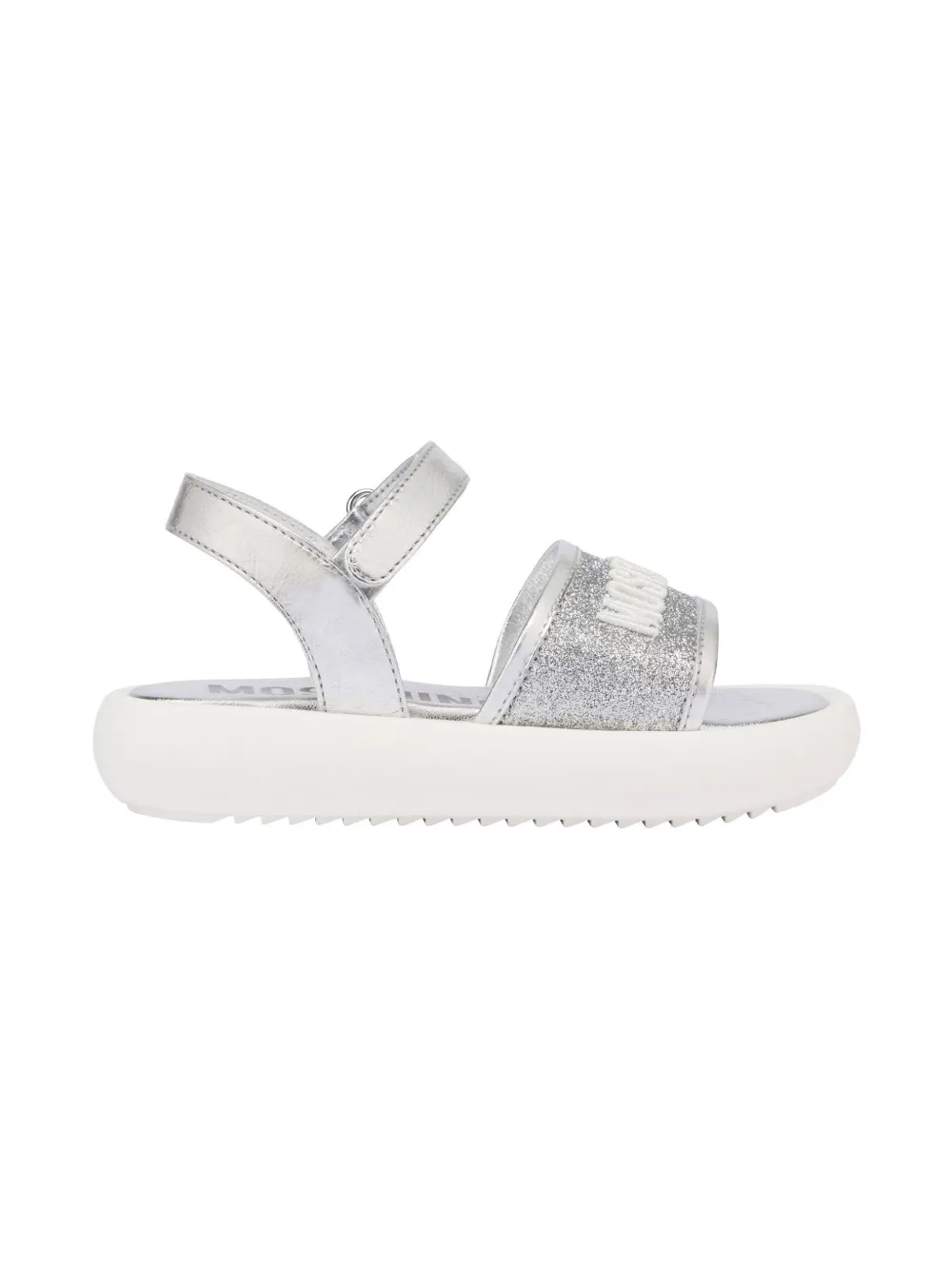 Moschino Kids Sandalen met glitterdetail Zilver