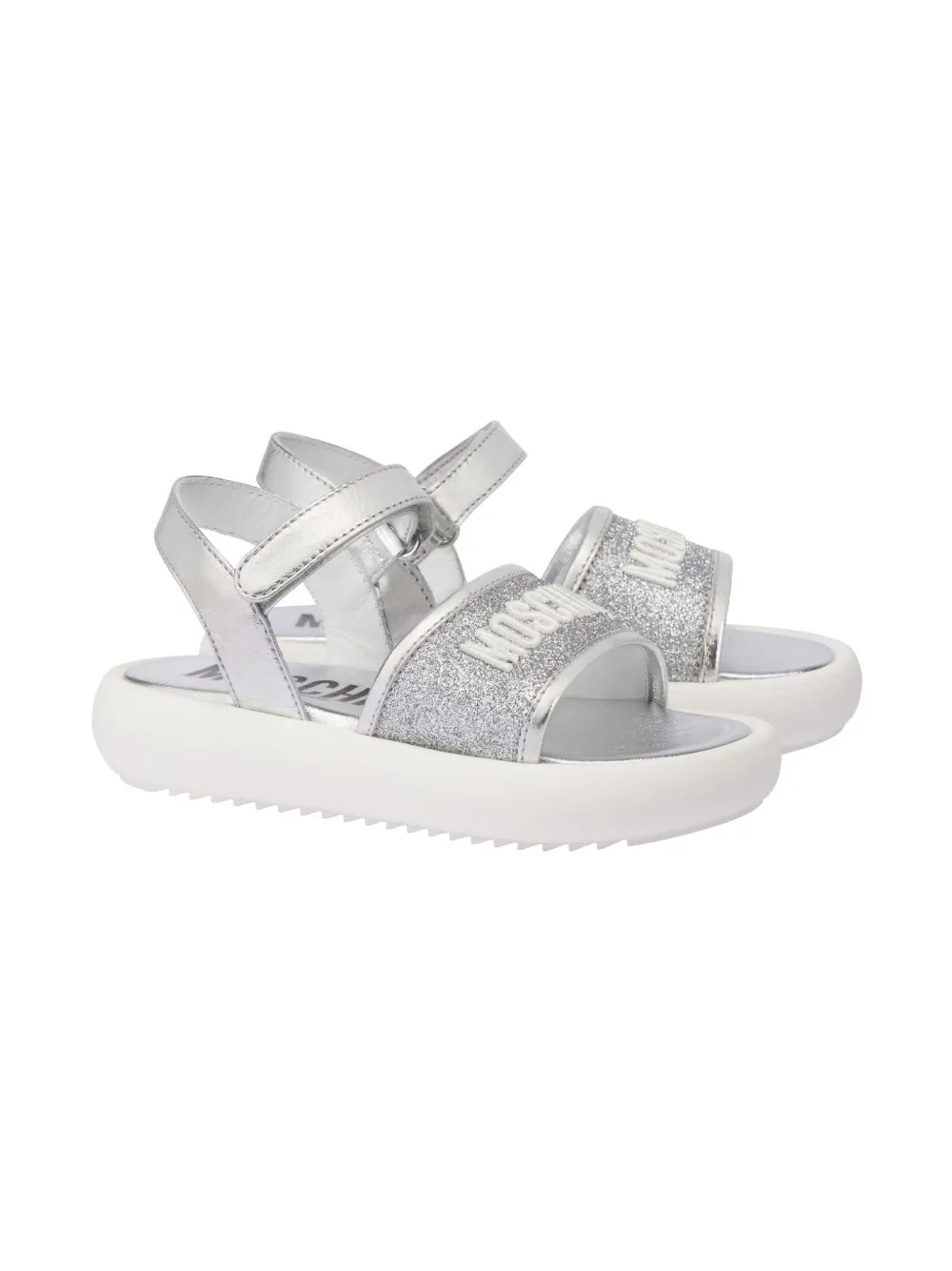 Moschino Kids glitter-detail sandals Silver