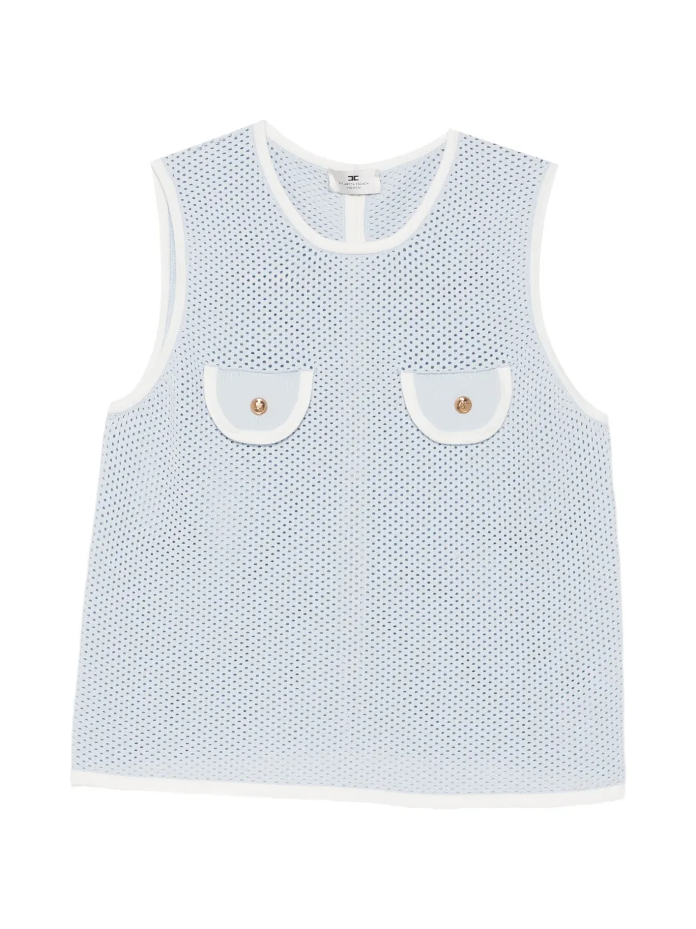 Elisabetta Franchi perforated logo-button top Blauw