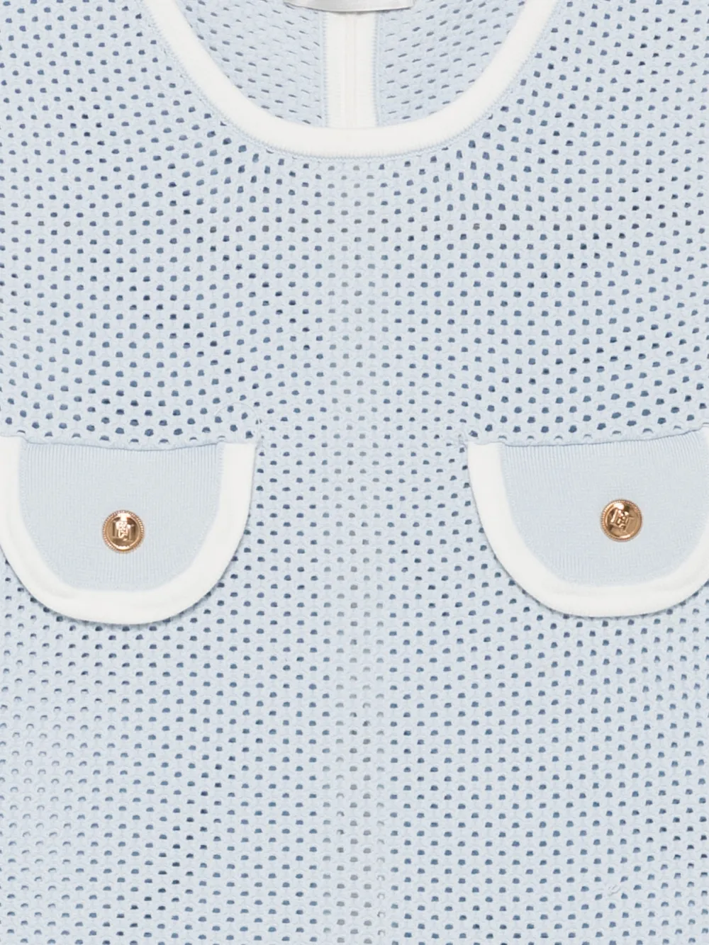 Elisabetta Franchi perforated logo-button top Blauw