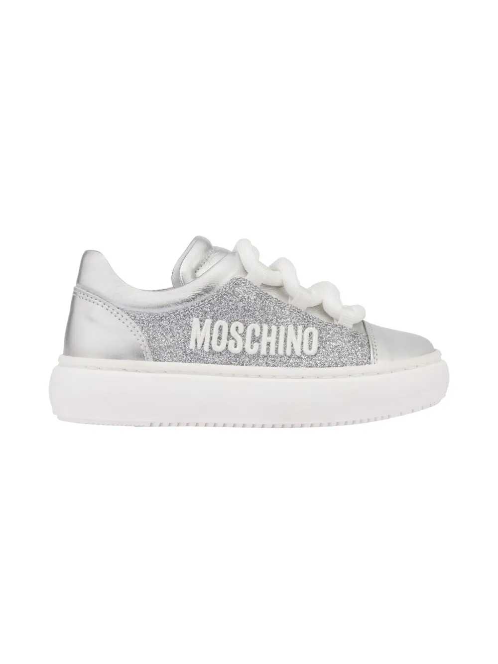 Moschino Kids glitter-detail sneakers Silver