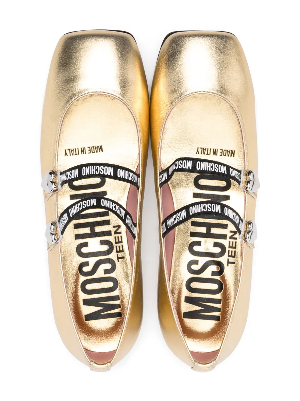 Moschino Kids Ballerina's met logoband Goud