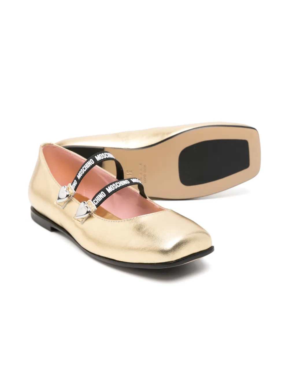 Moschino Kids Ballerina's met logoband - Goud