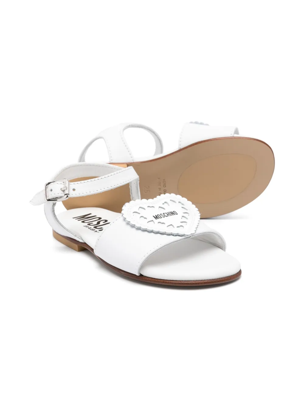 Moschino Kids heart-motif sandals White