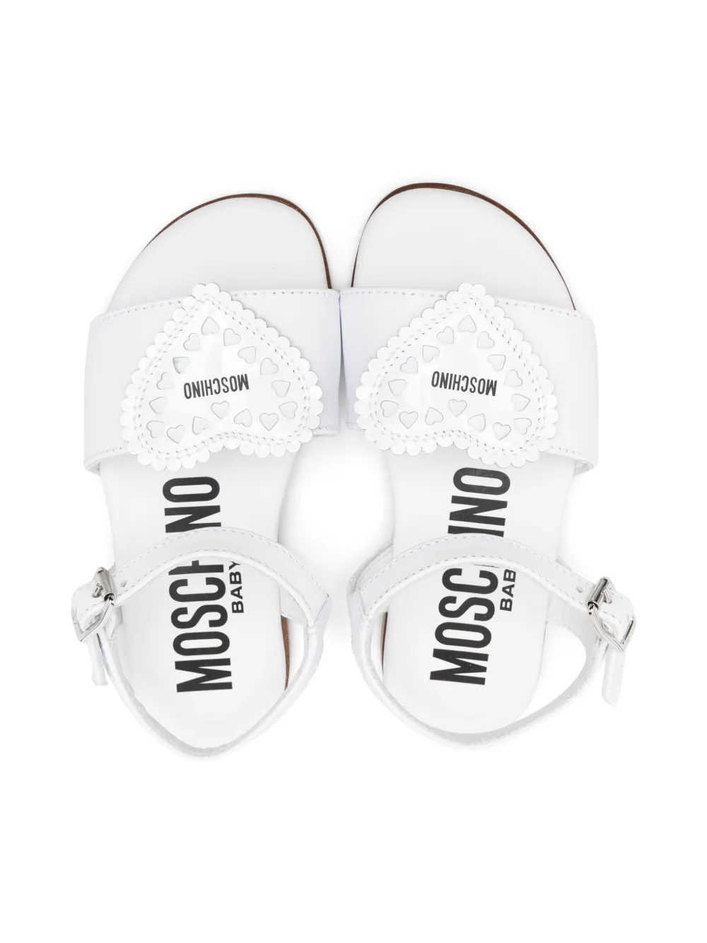 Moschino Kids heart-motif sandals White