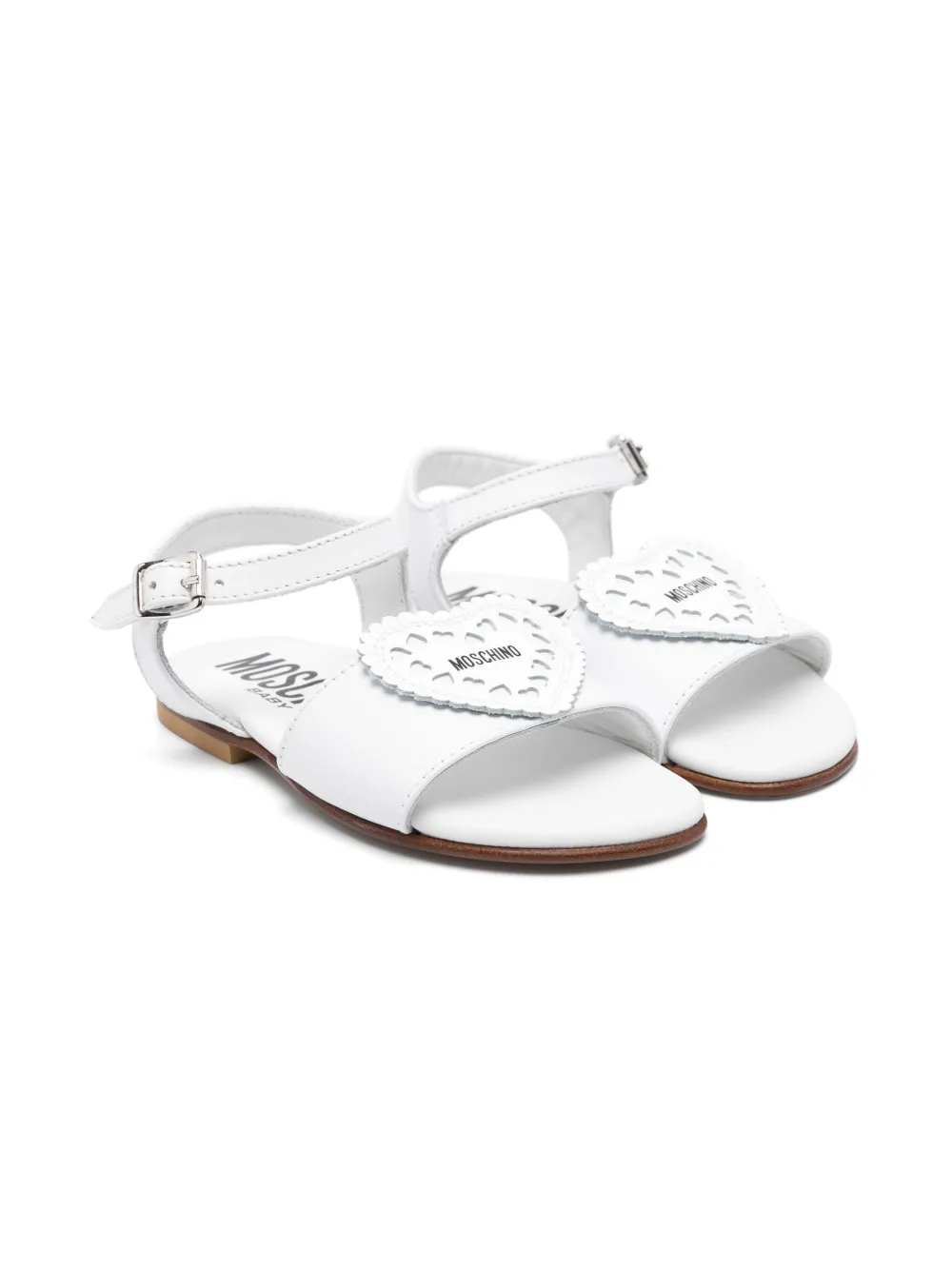 Moschino Kids heart-motif sandals White