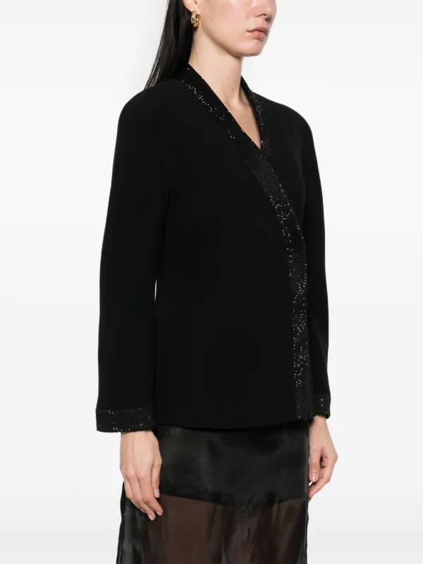Giorgio Armaniフリンジ付きブラックジャケット Giorgio Armani ビジュートリム ジャケット | ブラック | FARFETCH JP