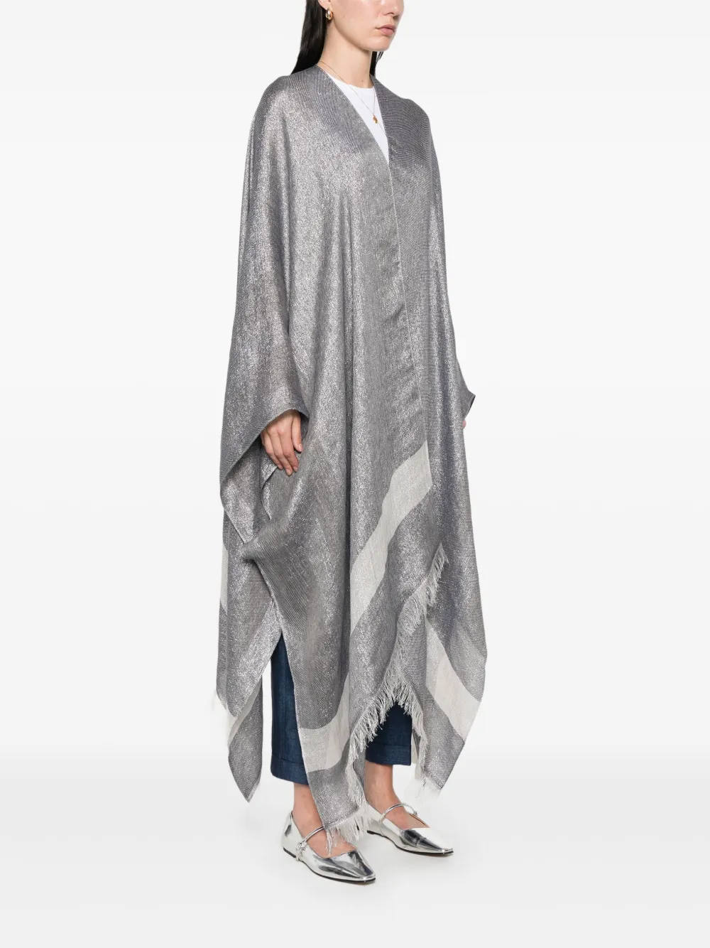 Shop Peserico Lurex Cardi-coat In Blue