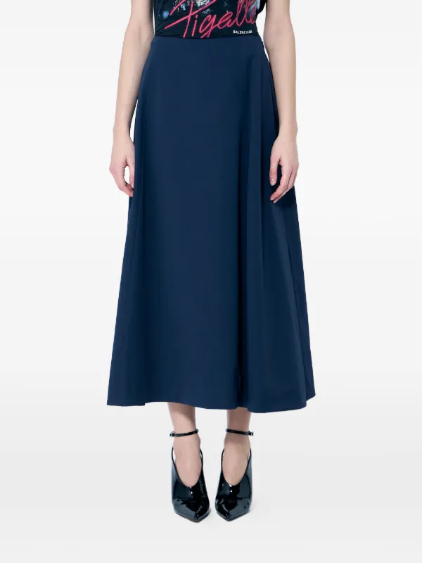 Balenciaga A-line Midi Skirt in Blue