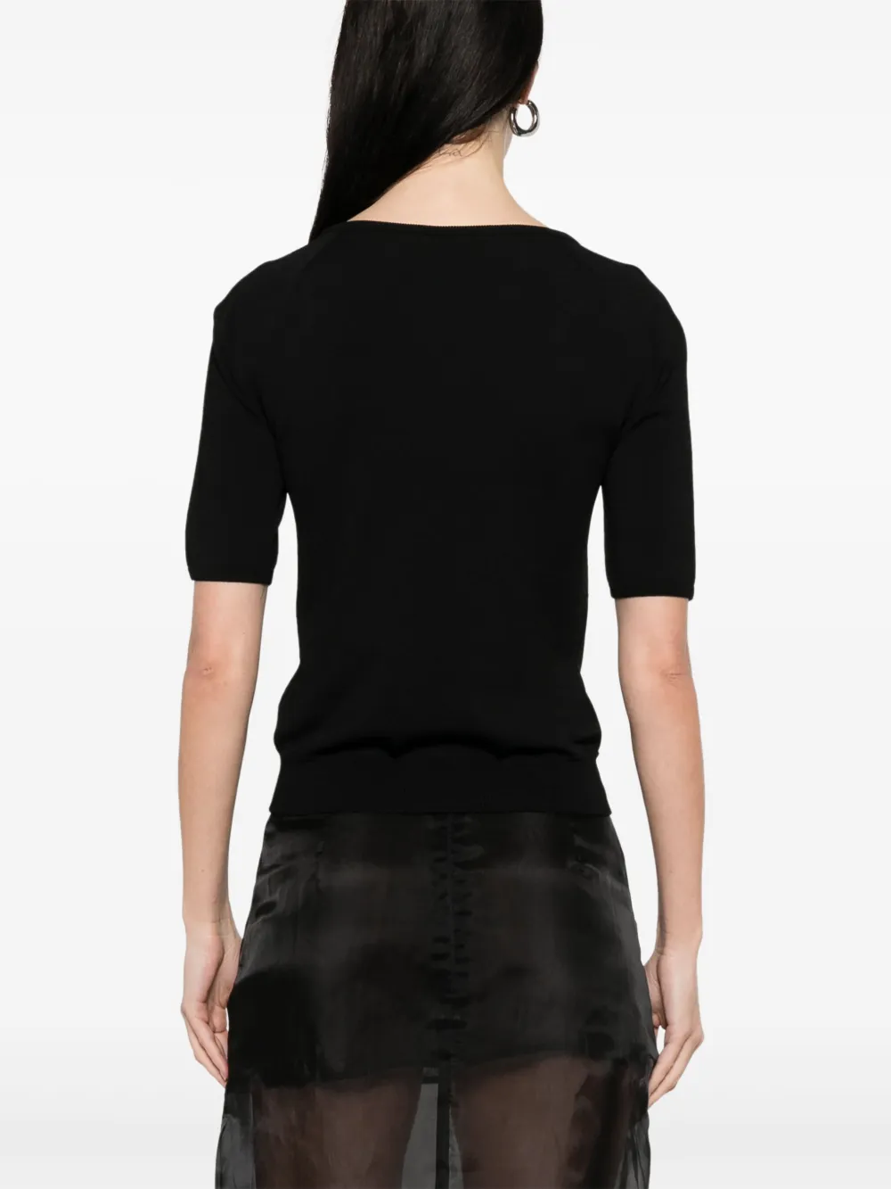 Alexander McQueen Fijngebreid T-shirt Zwart