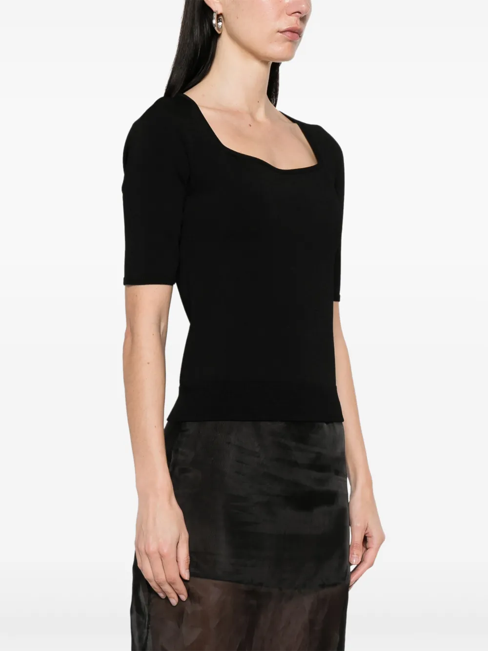 Alexander McQueen Fijngebreid T-shirt Zwart