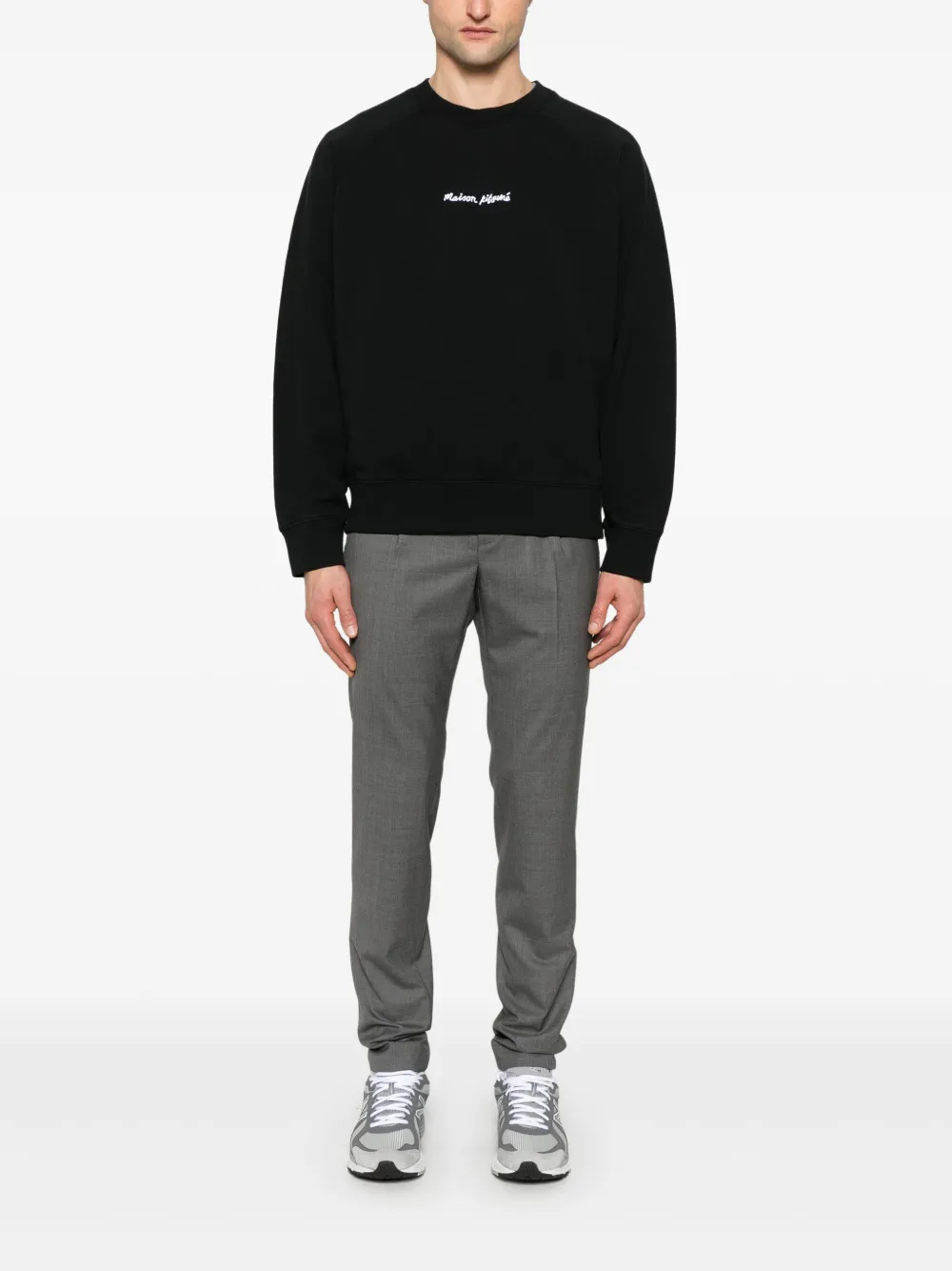 Maison Kitsuné logo-embroidered sweatshirt - Zwart