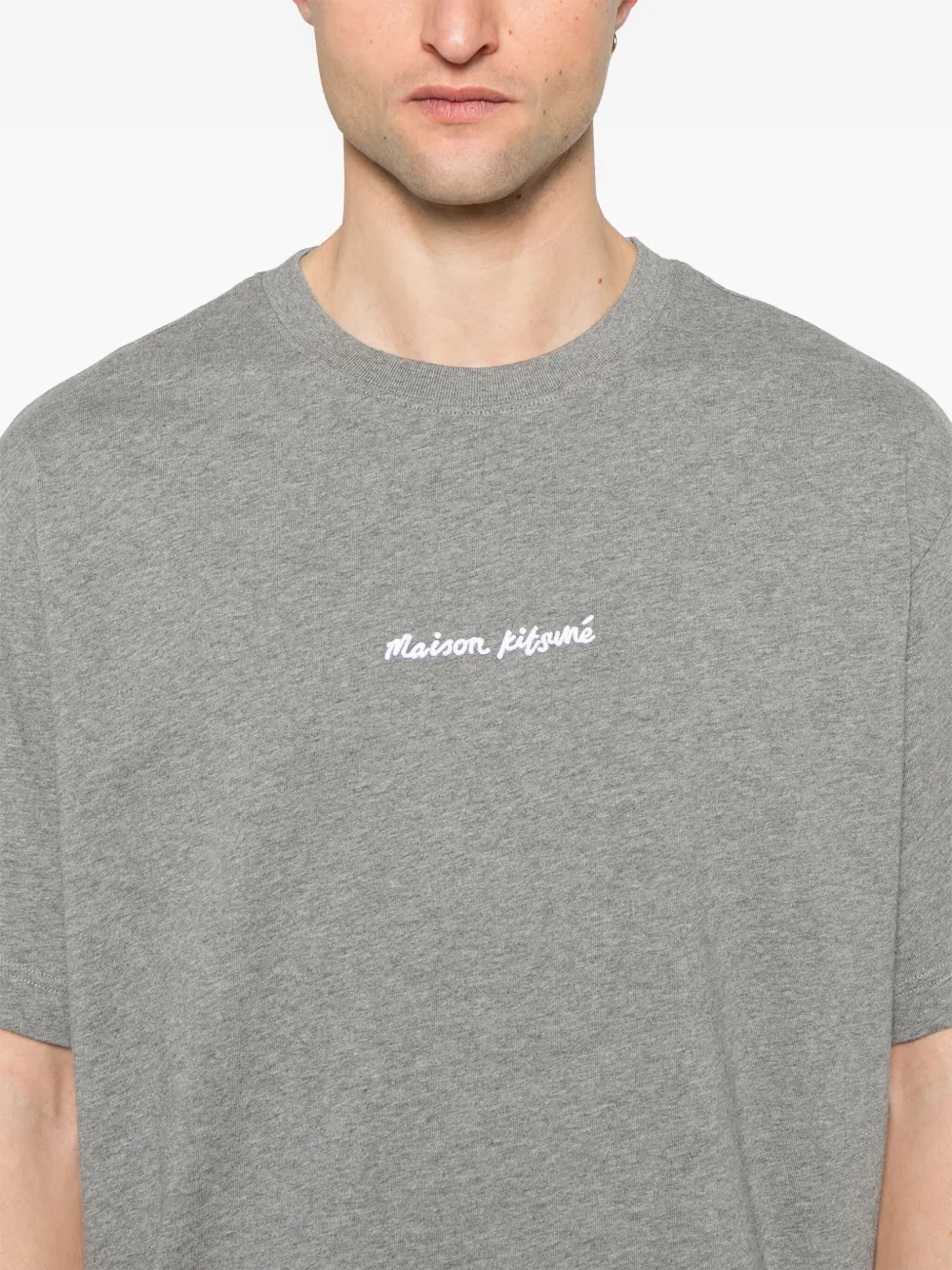 Maison Kitsuné T-shirt met geborduurd logo Grijs