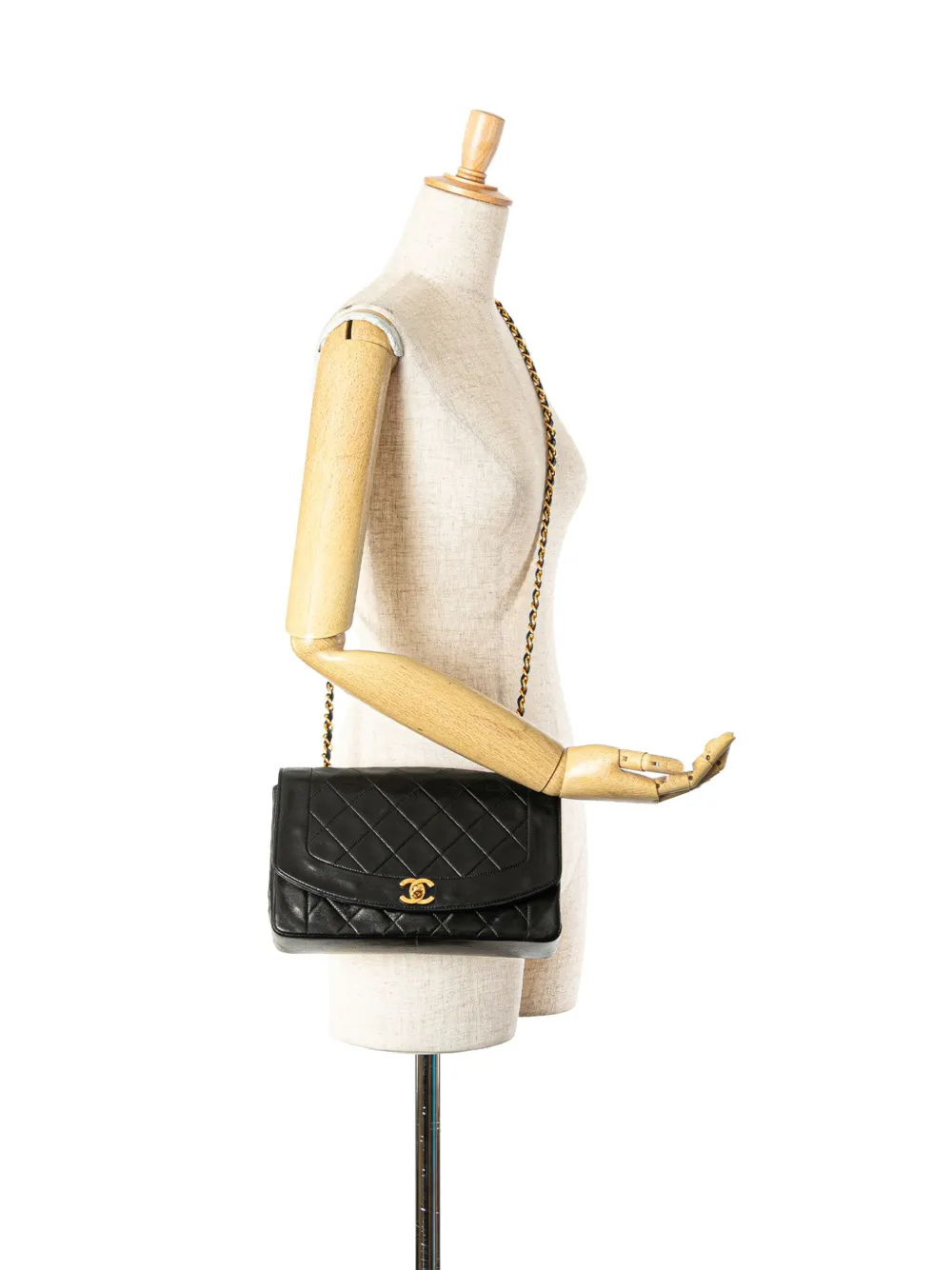 CHANEL Pre-Owned 1991-1994 Medium Lambskin Diana Flap crossbody bag - Zwart