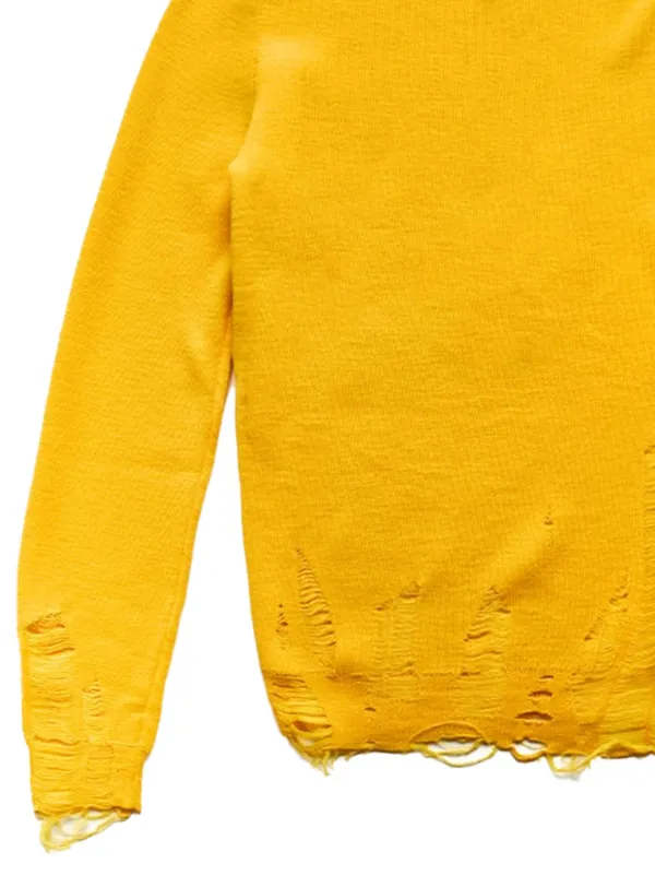 MM6 Maison Margiela Distressed roll-neck Sweater | Yellow | FARFETCH