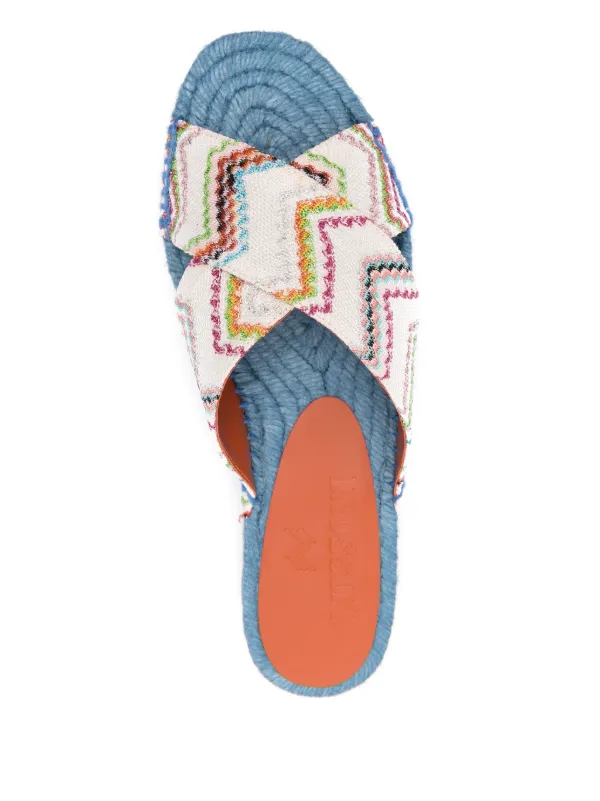 【Missoni】 Zig Zagレザー wedgeサンダル Zig Zag Eva 80 espadrille wedges in pink - Missoni | Mytheresa