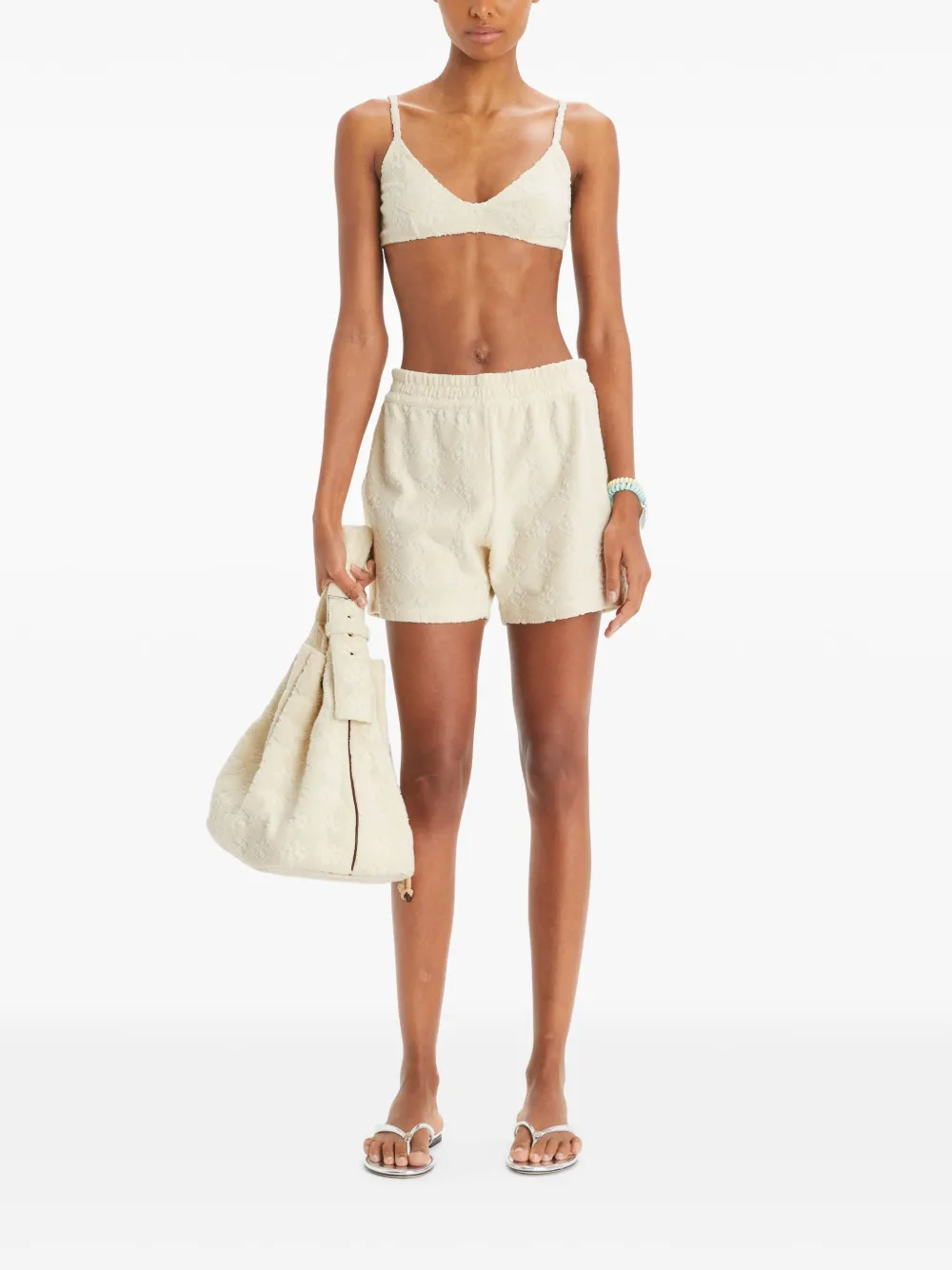 Tory Burch Shorts met logo jacquard Beige