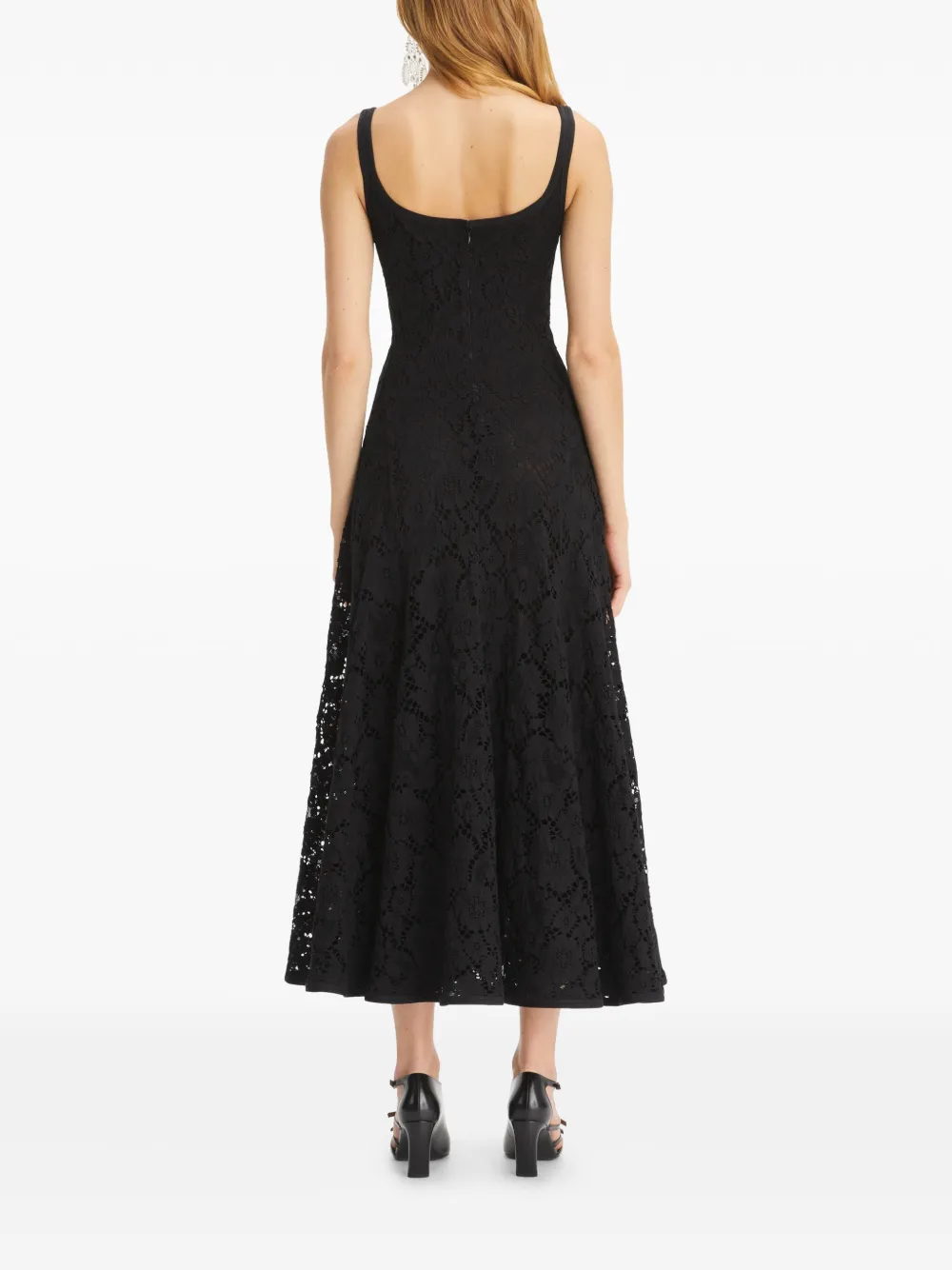 Tory Burch Midi-jurk met bloemenkant Zwart