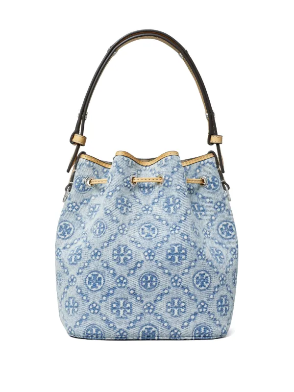 ハンドバッグ [Tory Burch] T Monogram Leather Mini Bucket Bag - ICE BLUE T Monogram Leather Mini Bucket Bag, Ice Blue | Tory Burch KSA
