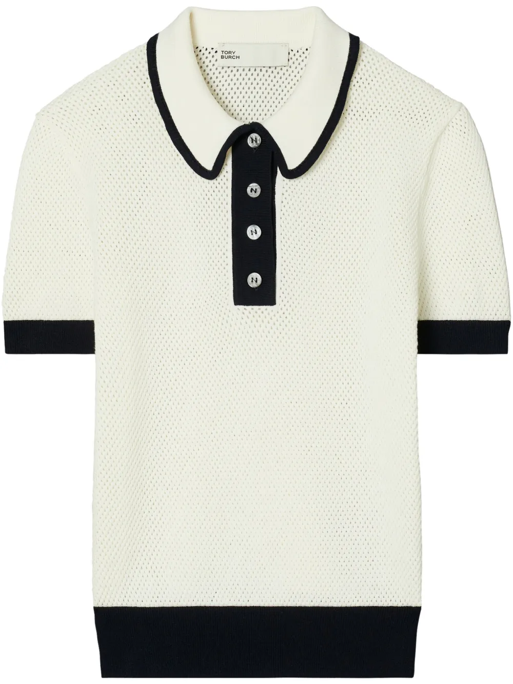 Tory Burch playera tipo polo de tejido calado | neutro | Image 1