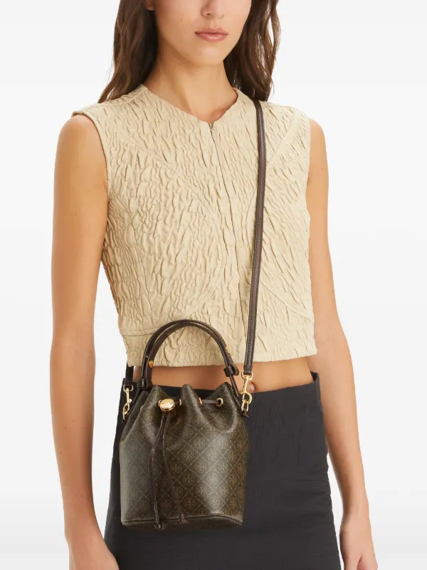 Tory Burch Mini T Monogram Bucket Bag Brown FARFETCH UK