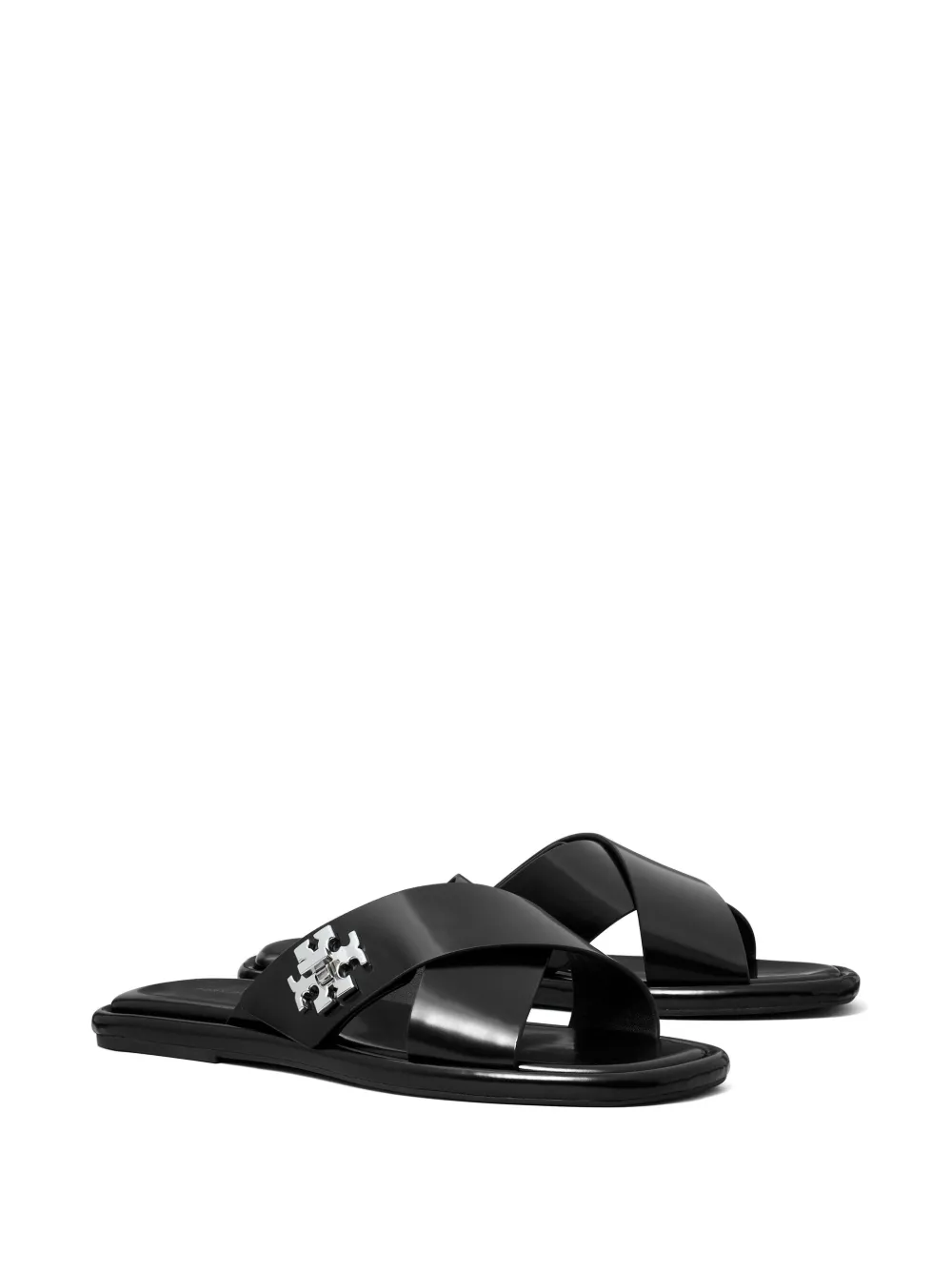 Tory Burch leather slides Black