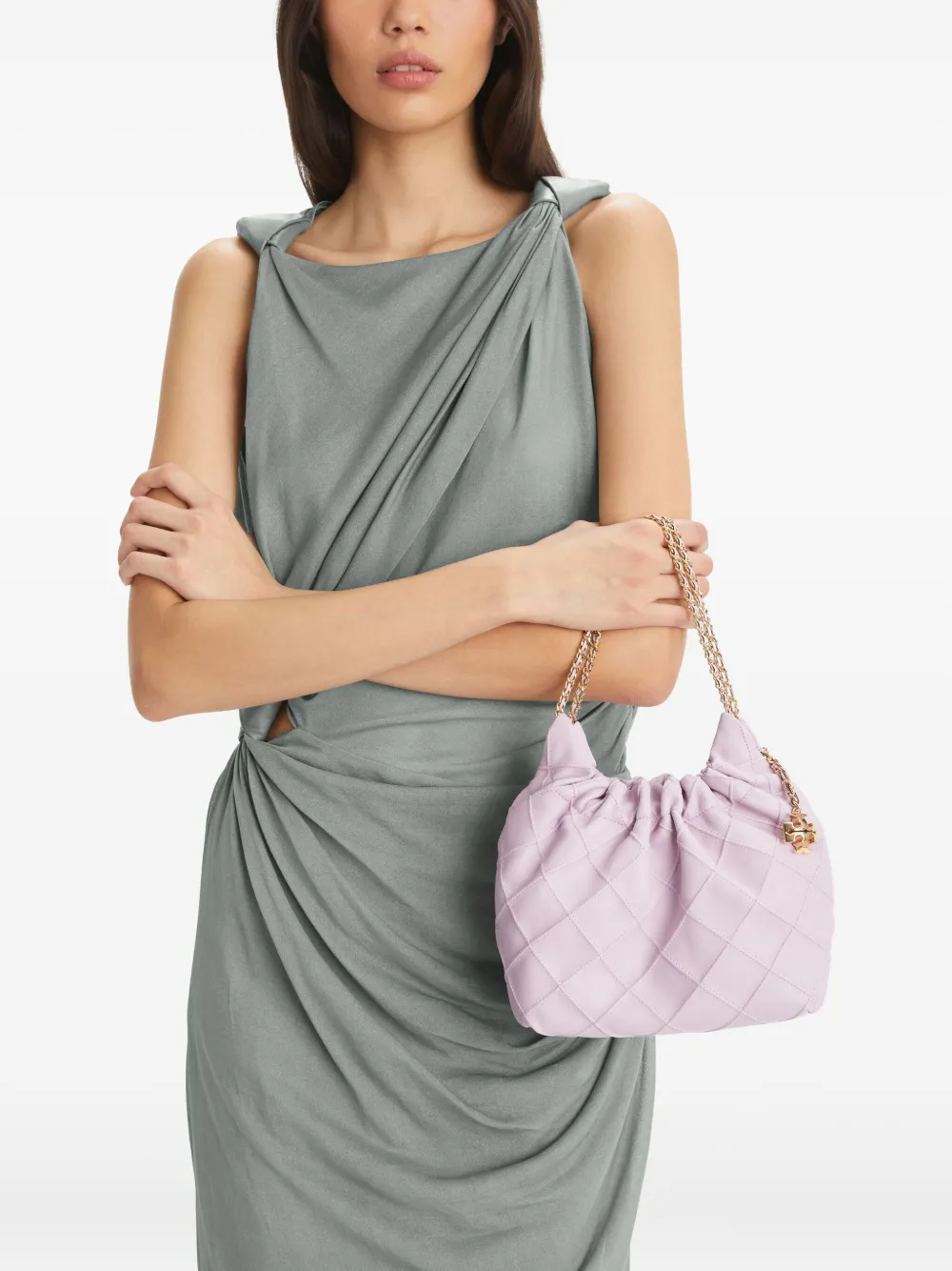 Tory Burch Mini Fleming Soft Hobo Bag In Purple