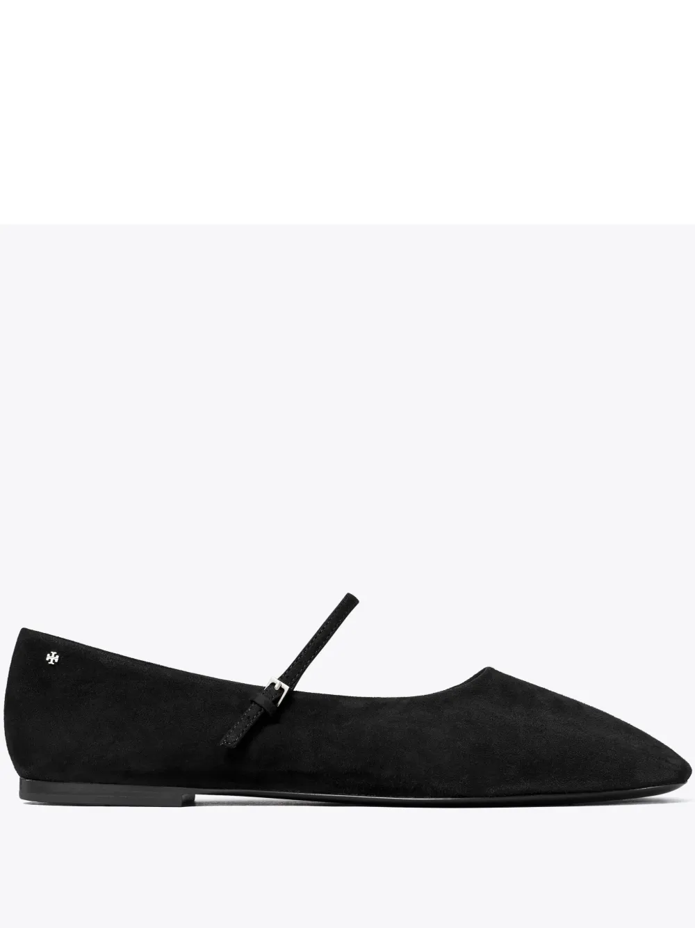 Tory Burch Suede Leather Mary Jane Ballerinas In Black