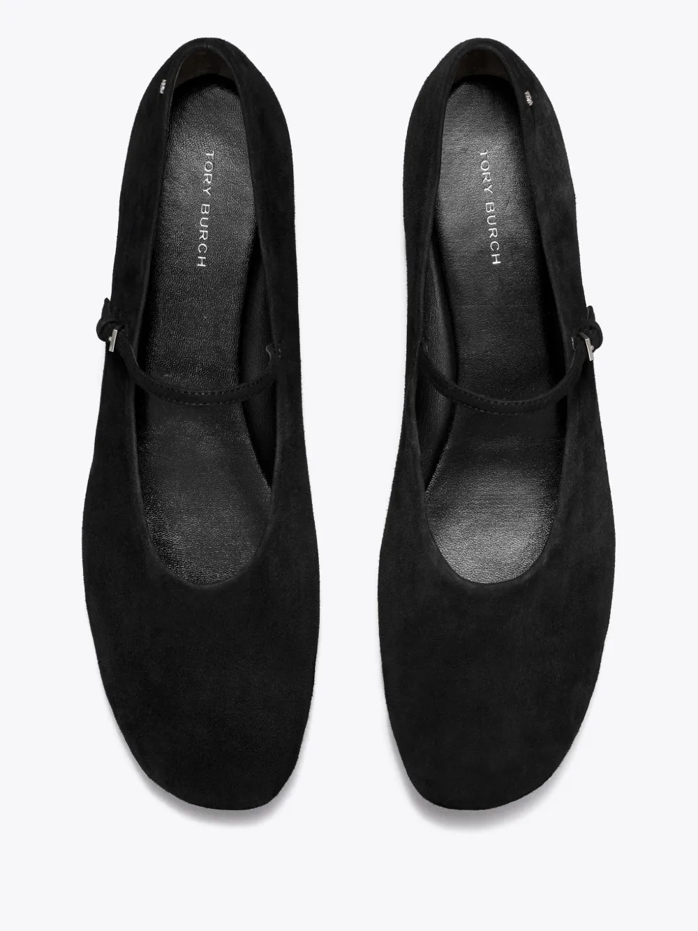 Tory Burch Suede Leather Mary Jane Ballerinas In Black