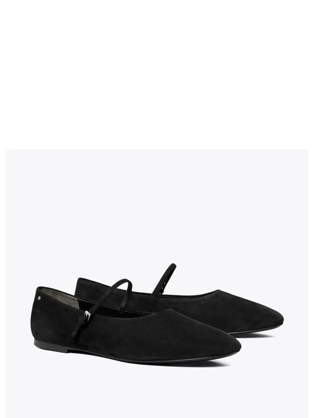 Tory Burch Suede Leather Mary Jane Ballerinas In Black