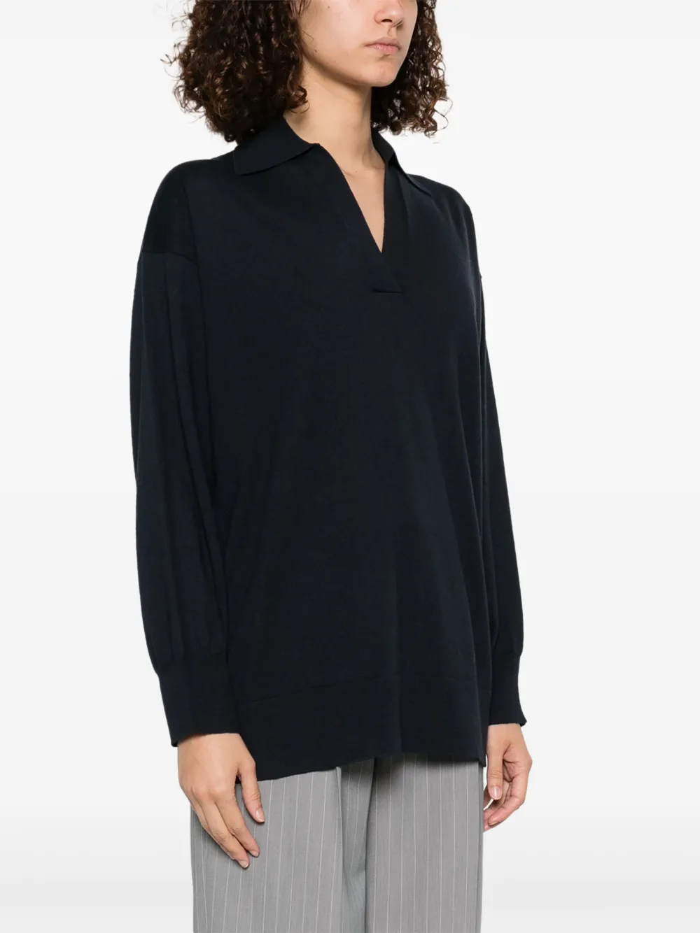 Shop Fabiana Filippi Knitted Polo Top In Blue