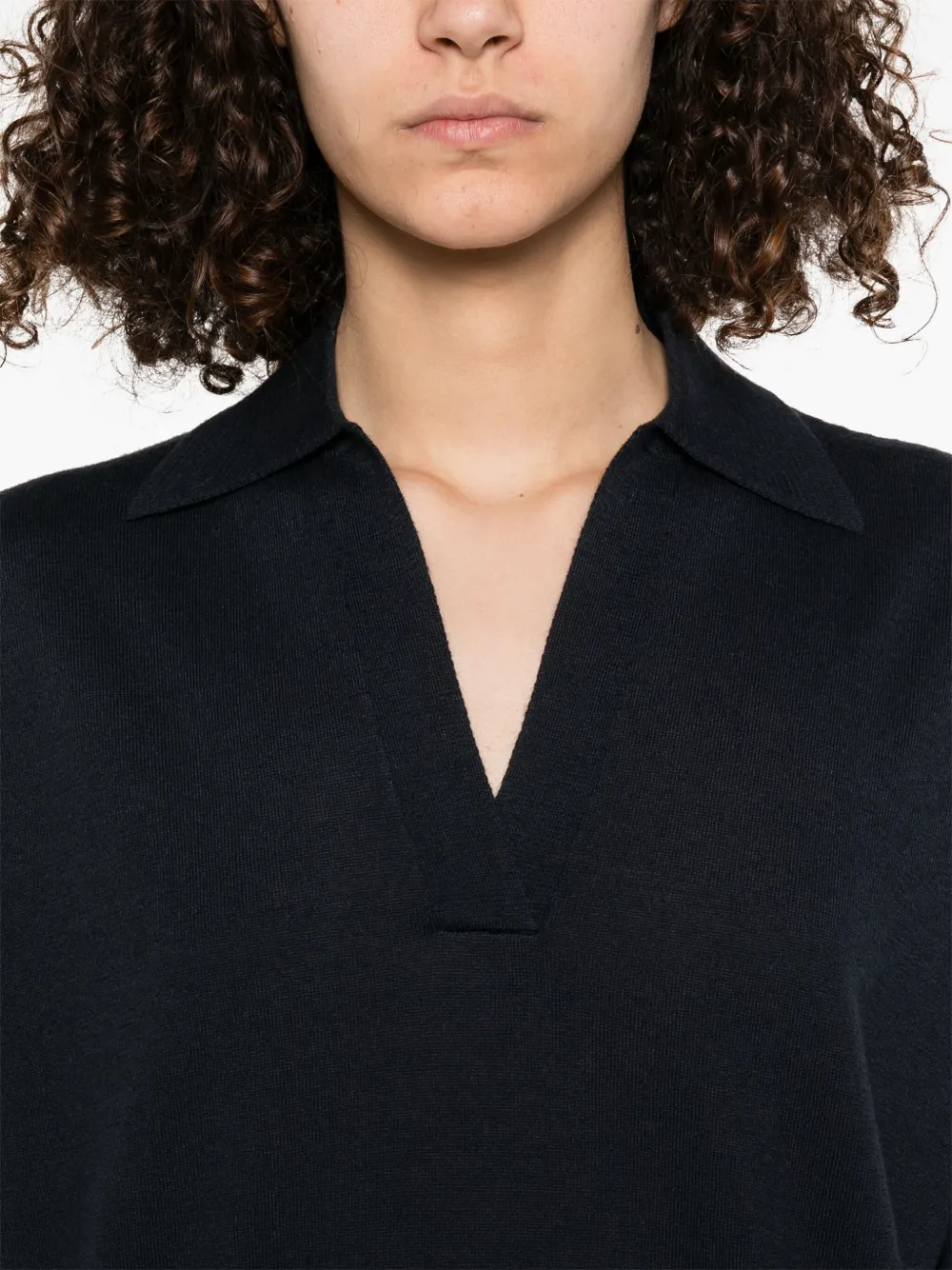 Shop Fabiana Filippi Knitted Polo Top In Blue