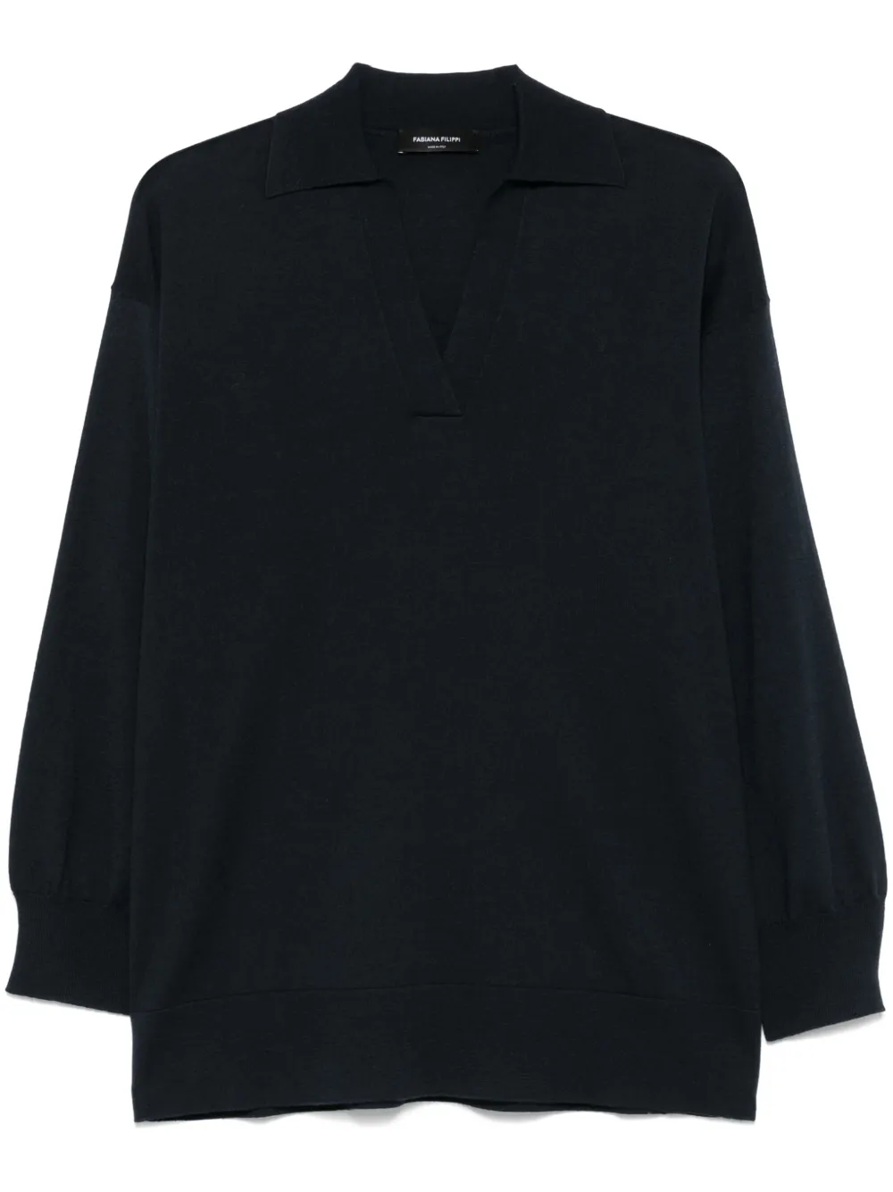 Shop Fabiana Filippi Knitted Polo Top In Blue