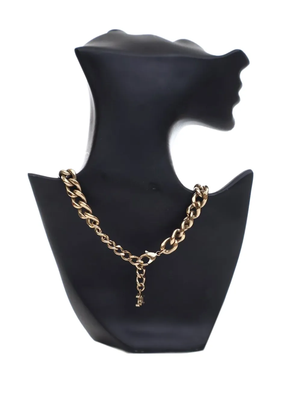 Pre-owned Chanel 2021 Gold Plated Rhinestone Cc Chain Link Choker Necklace Costume Necklace In 金色