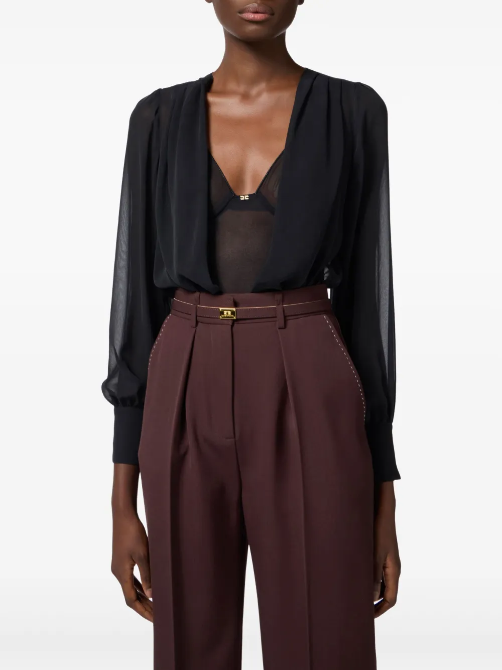 Elisabetta Franchi Zijden body Zwart