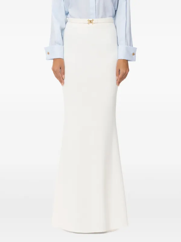 ELISABETTA FRANCHI ホワイトスカート サイズ40 Elisabetta Franchi Belted Crepe Maxi Skirt | White | FARFETCH