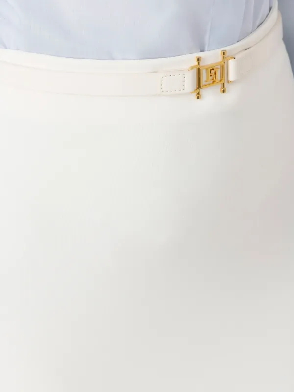 Elisabetta Franchi Belted Crepe Maxi Skirt | White | FARFETCH