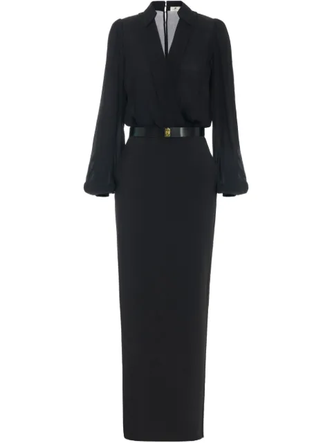 Elisabetta Franchi vestido largo de crepé con cinturón