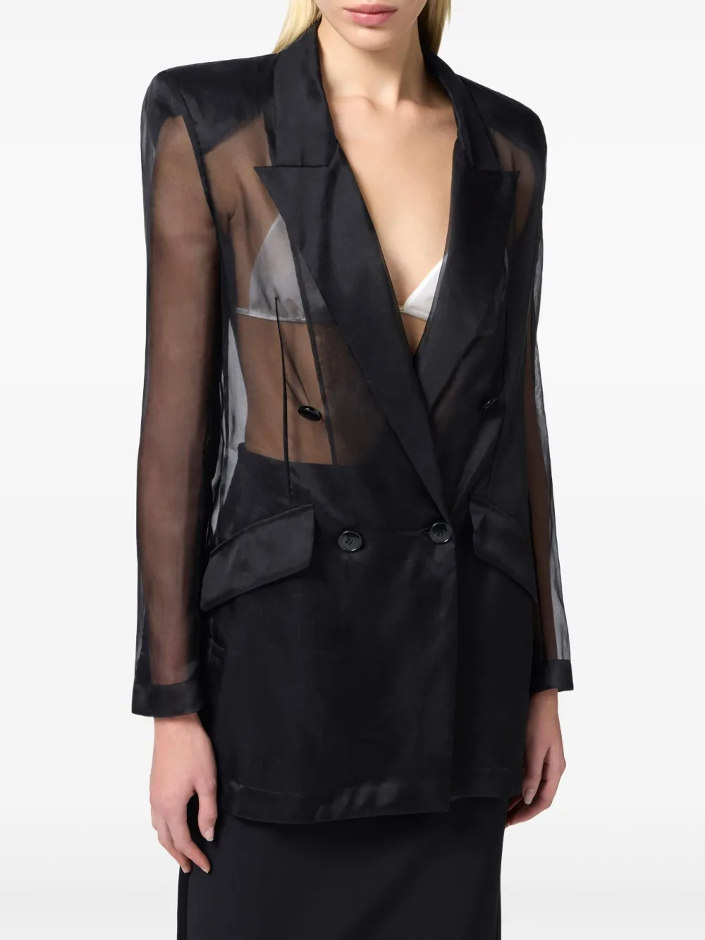 Elisabetta Franchi Organza blazer Zwart