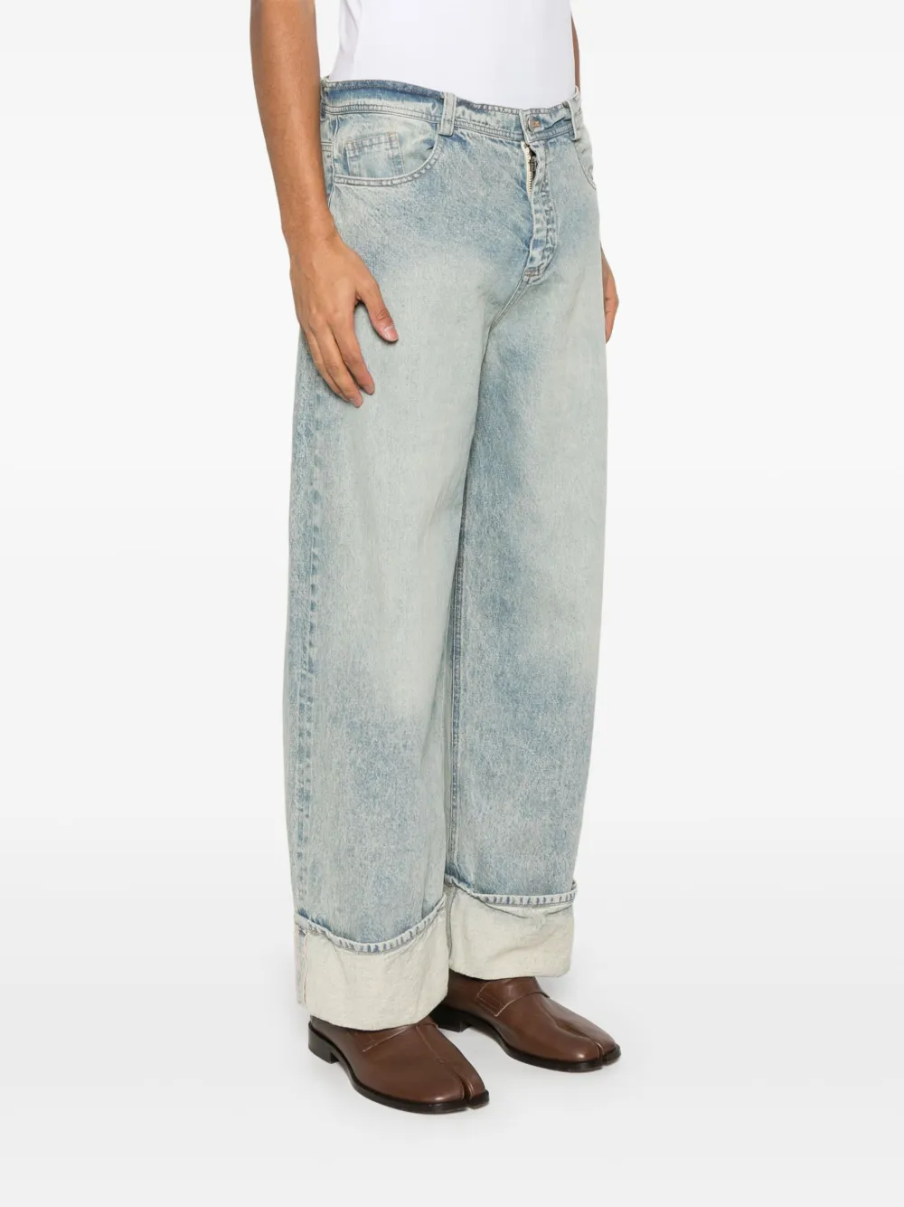 Isabel Benenato Jeans met wijde pijpen Blauw
