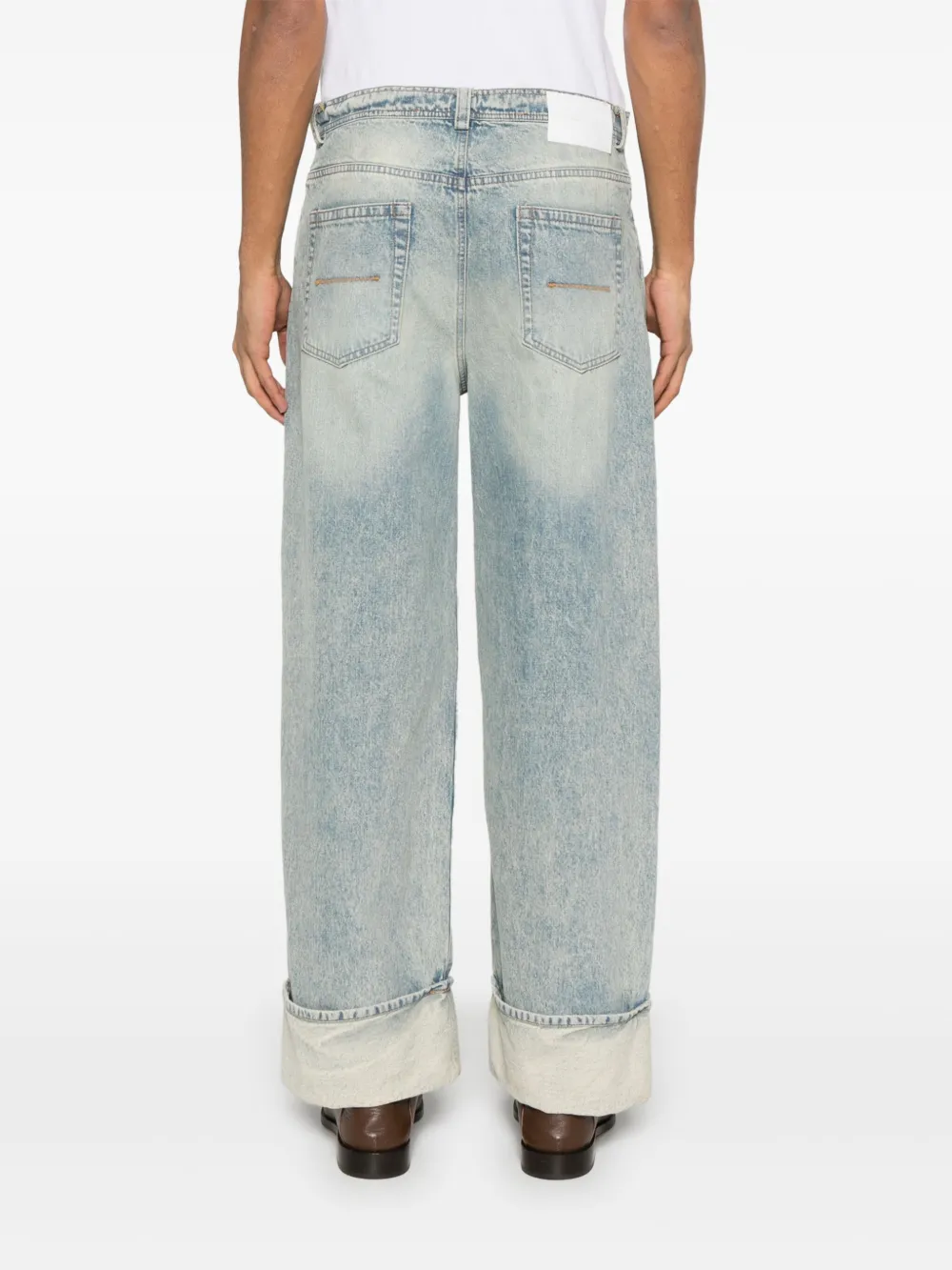 Isabel Benenato Jeans met wijde pijpen Blauw