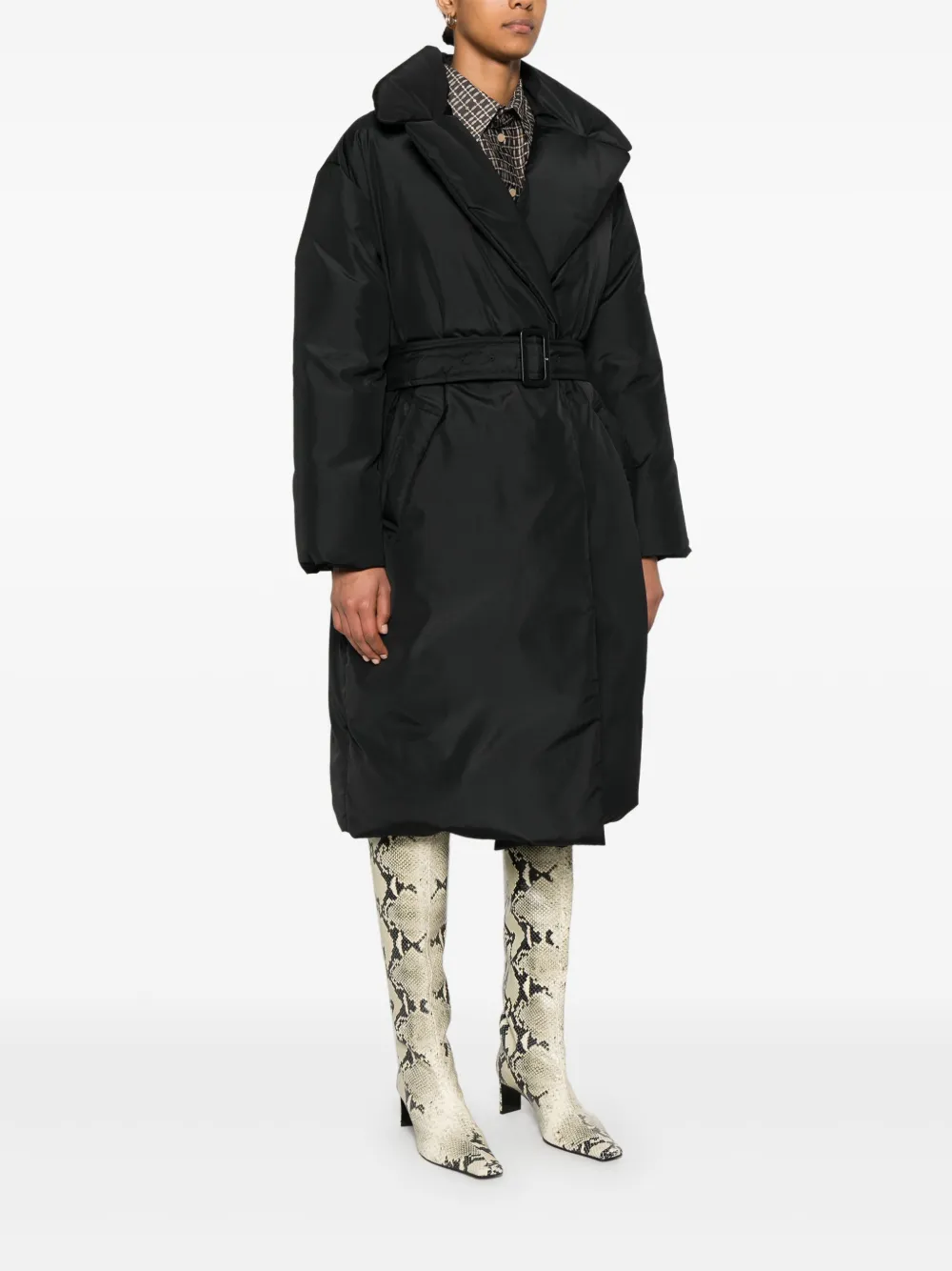 Fendi Logo-embroidered Coat In Black