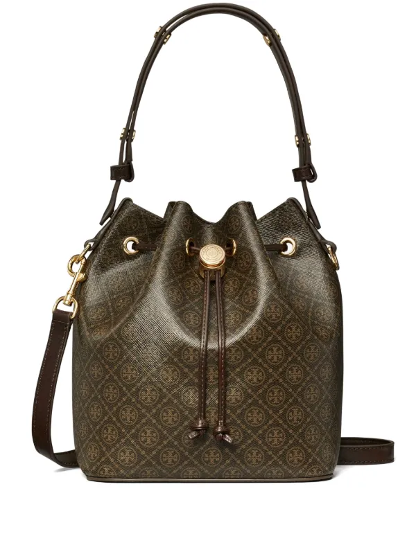 Tory Burch T Monogram Bucket Bag Brown FARFETCH UK
